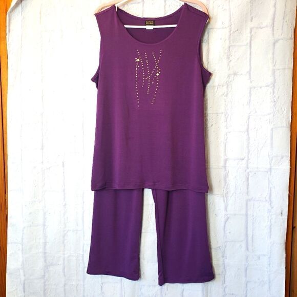SALON STUDIO 2 Piece Sleeveless Jersey-knit Pants Set - Picture 1 of 8